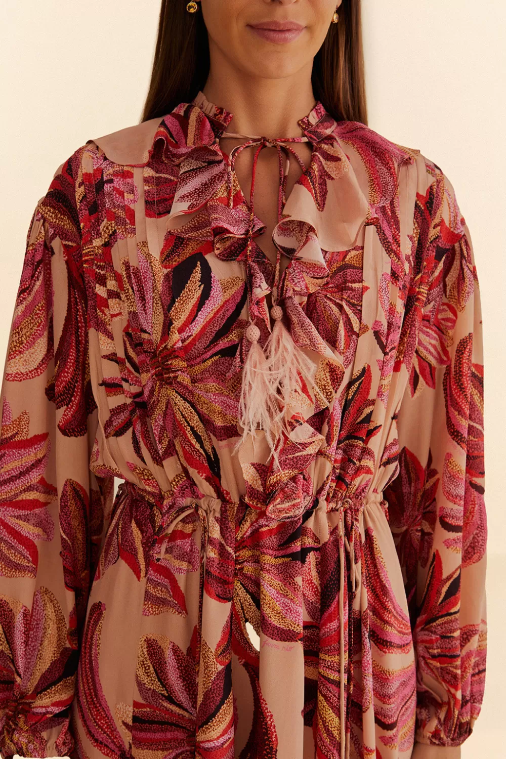Robe longue à tapisserie florale et col en V^FARM Rio  Discount