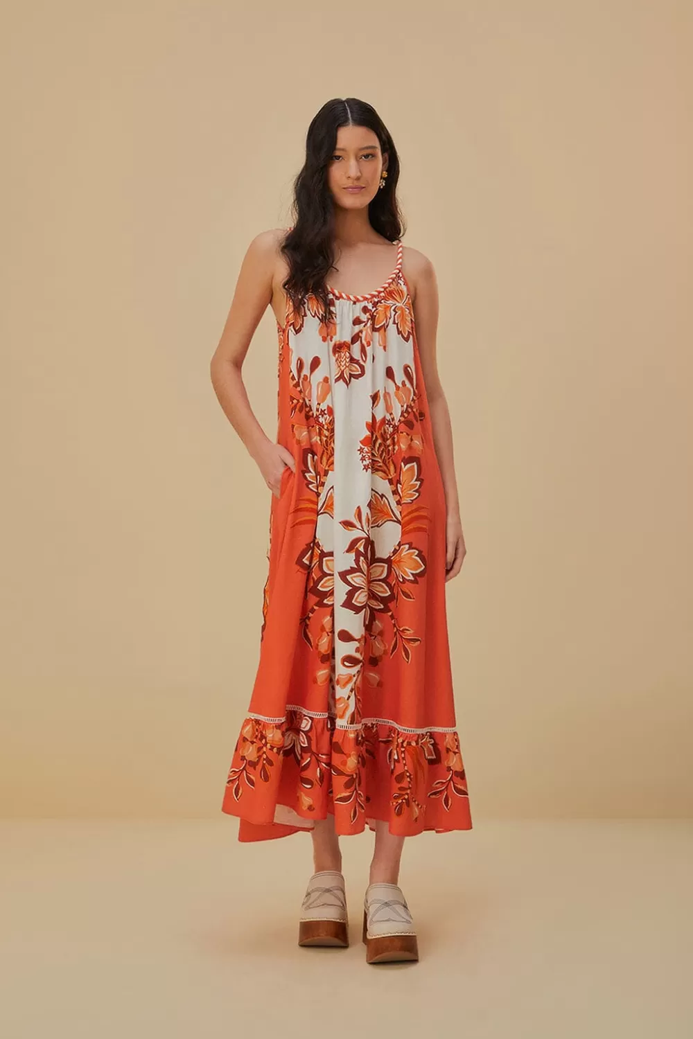 Robe longue Aura Crème Lenzing™ Ecovero™ Euroflax™^FARM Rio  Shop
