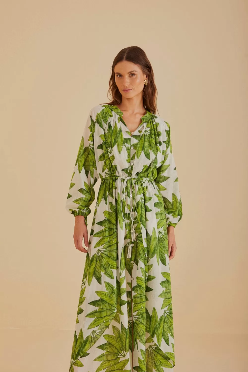 Robe longue blanc cassé Palm Fan^FARM Rio  Store