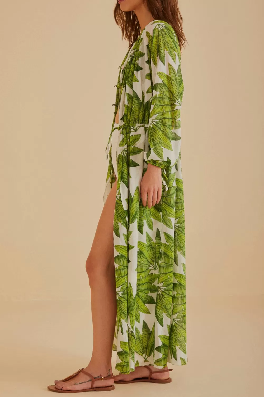 Robe longue blanc cassé Palm Fan^FARM Rio  Store
