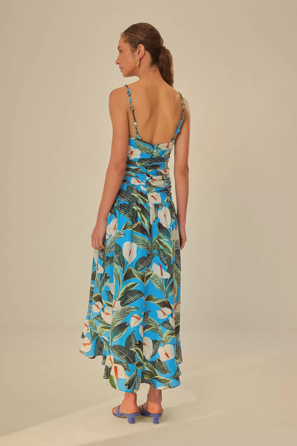 Robe longue bleue Anthurium Garden LENZING™ ECOVERO™ Euroflax™^FARM Rio  Hot