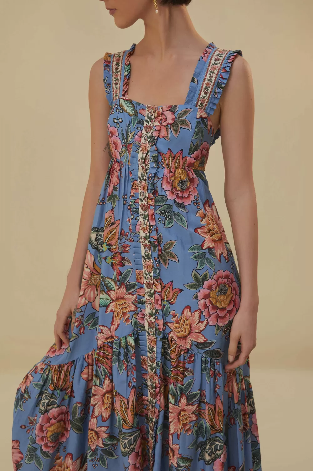 Robe longue bleue sans manches Wonderful Bouquet^FARM Rio  Flash Sale