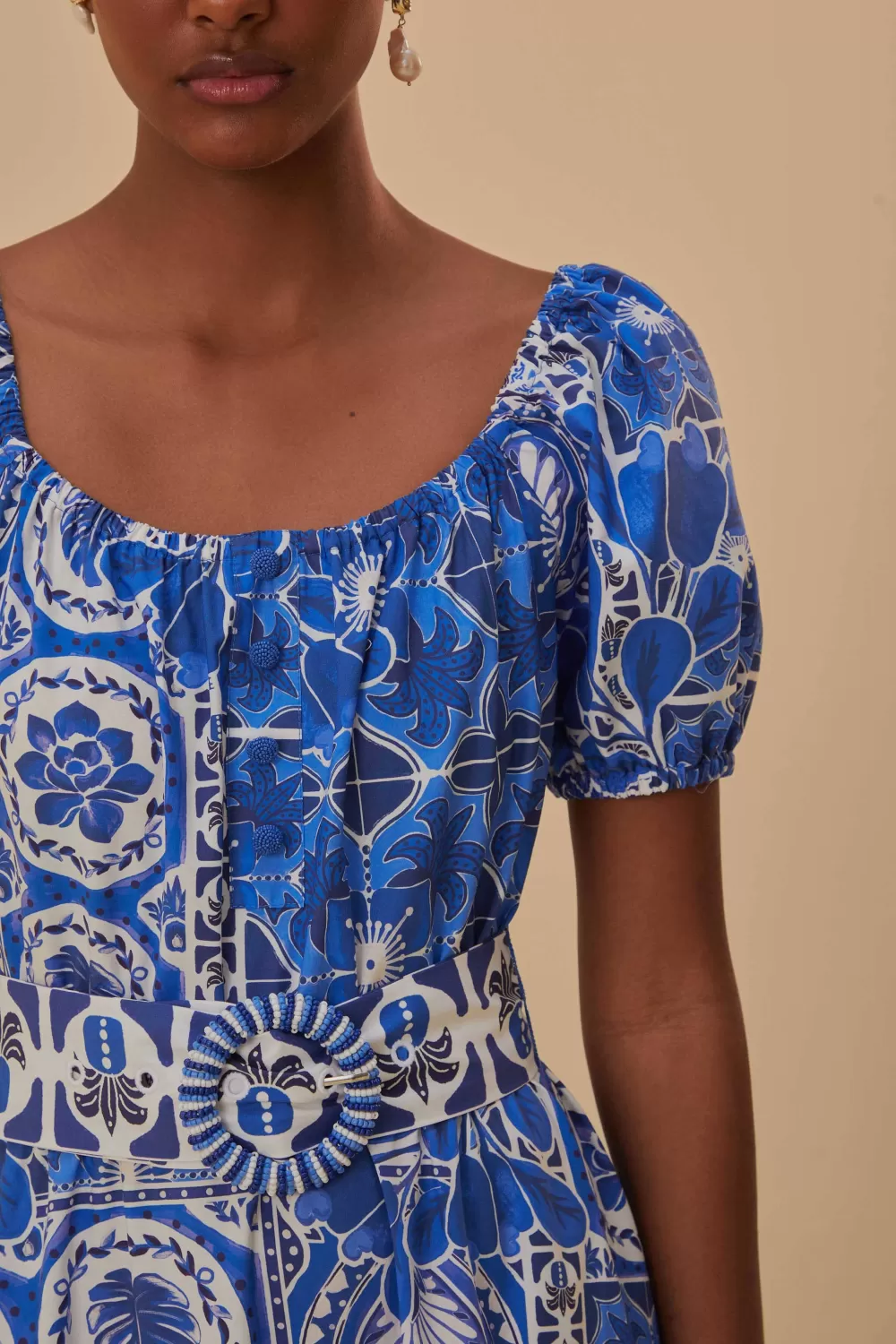 Robe longue bleue Tile Dream^FARM Rio  Shop