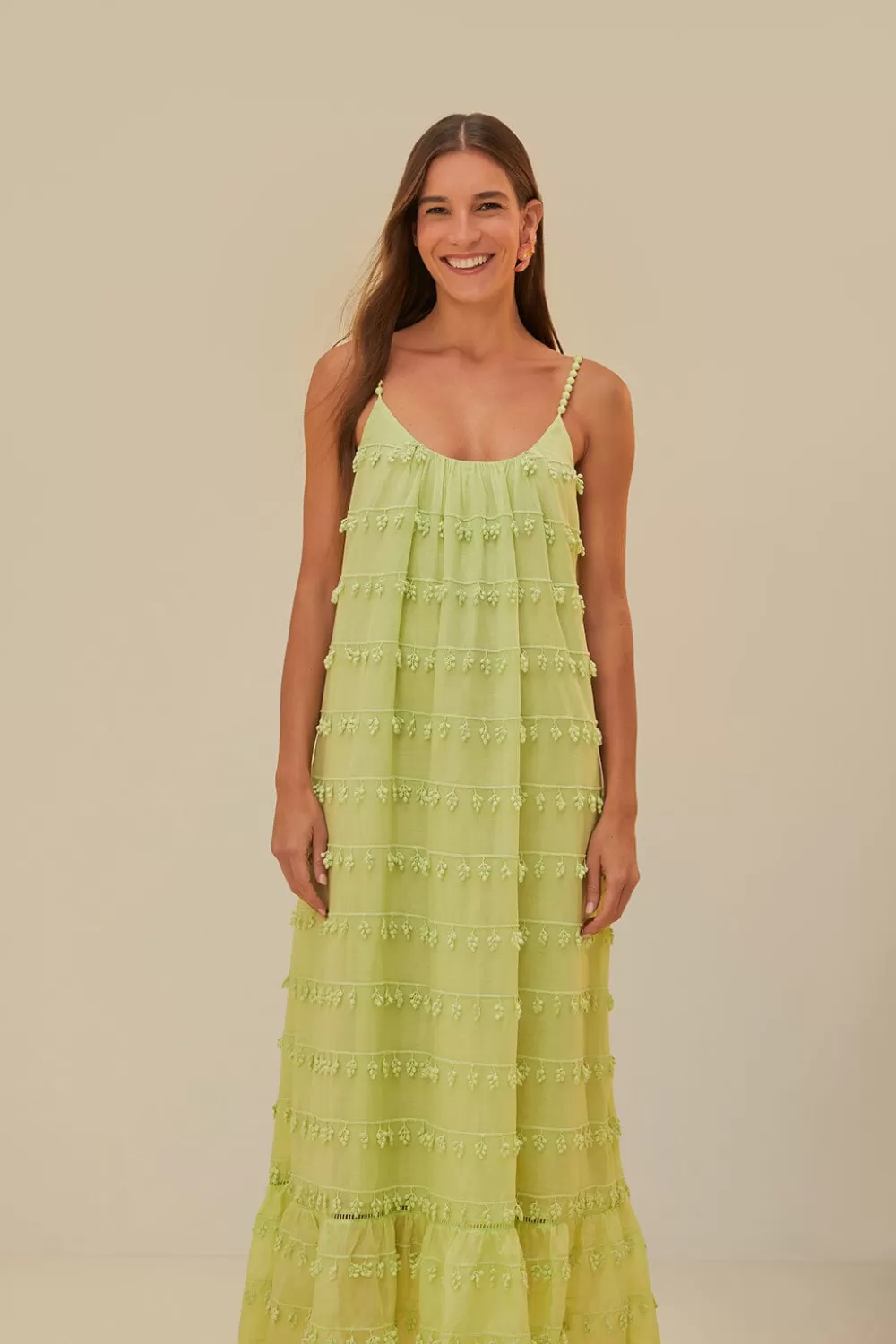 Robe longue bordée verte^FARM Rio  Discount