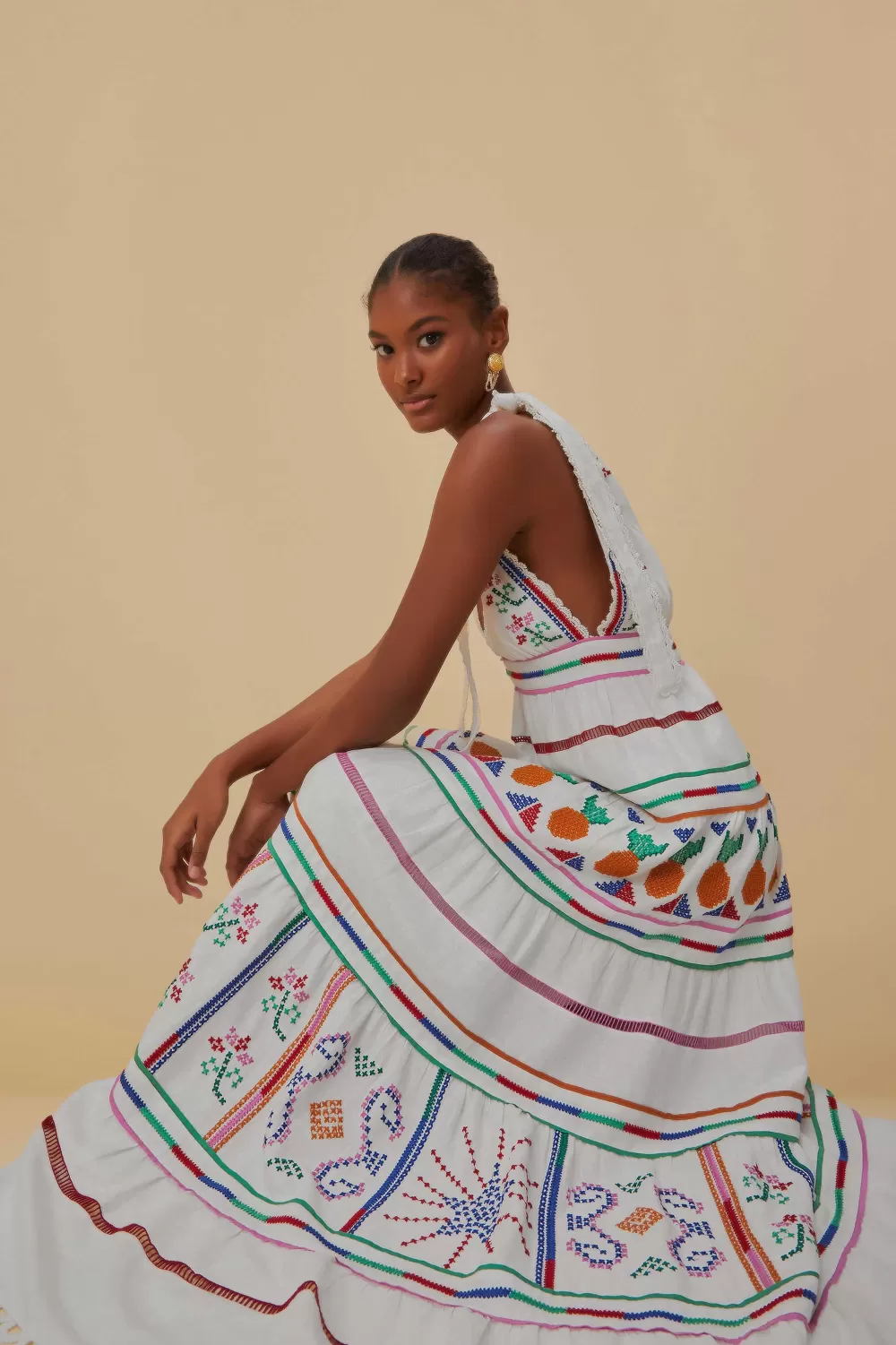 Robe longue brodée blanc cassé^FARM Rio  Cheap