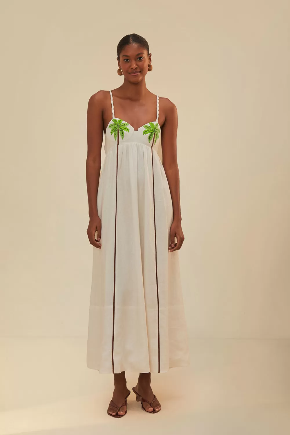 Robe longue brodée de cocotiers^FARM Rio  Store