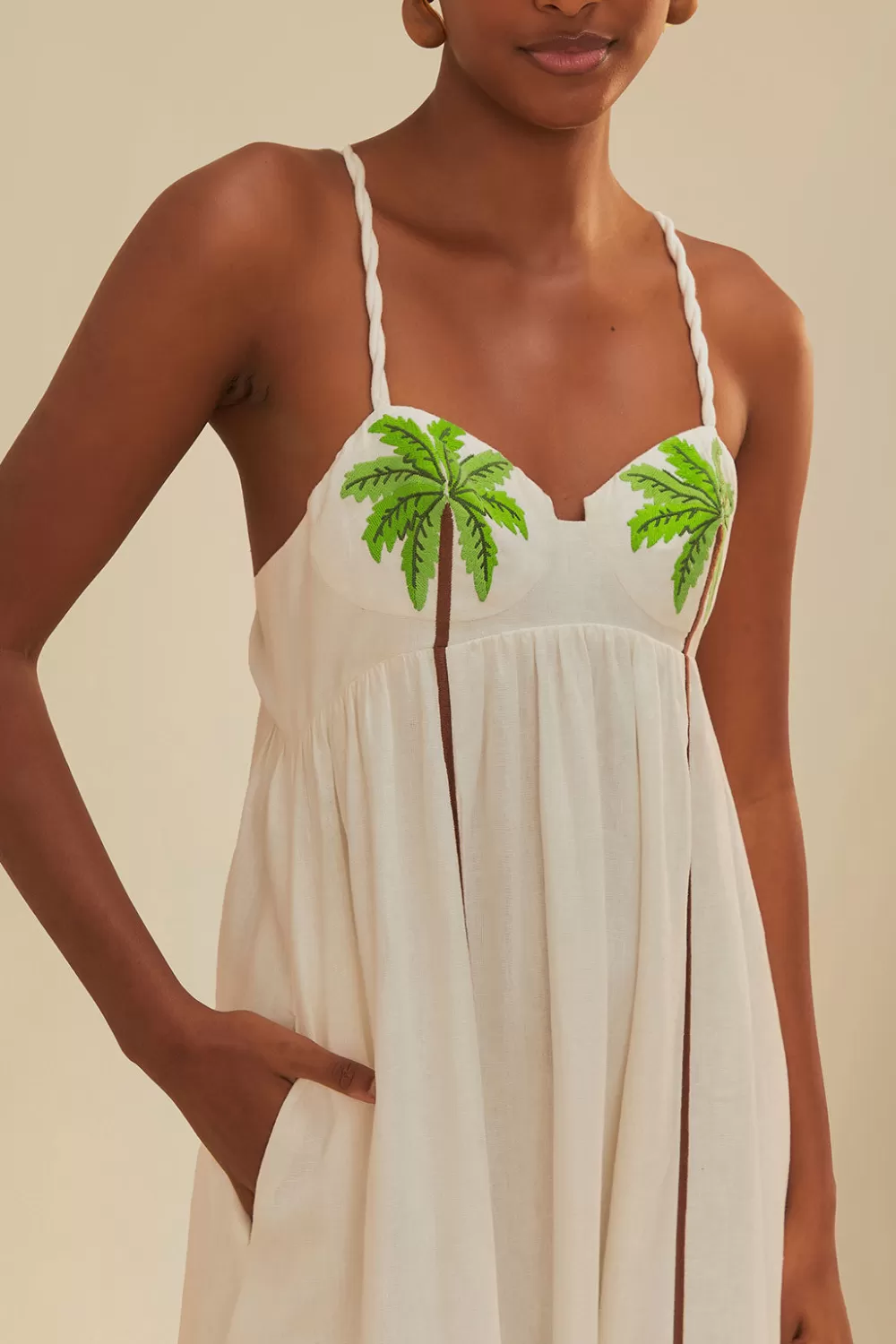 Robe longue brodée de cocotiers^FARM Rio  Store