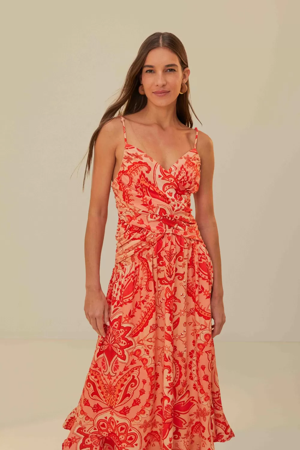 Robe longue croisée rouge Jaipur^FARM Rio  Clearance