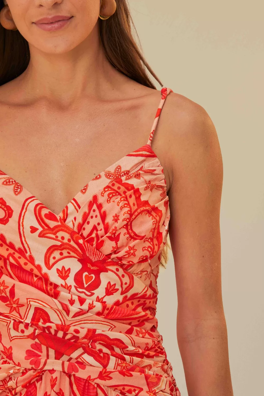 Robe longue croisée rouge Jaipur^FARM Rio  Clearance