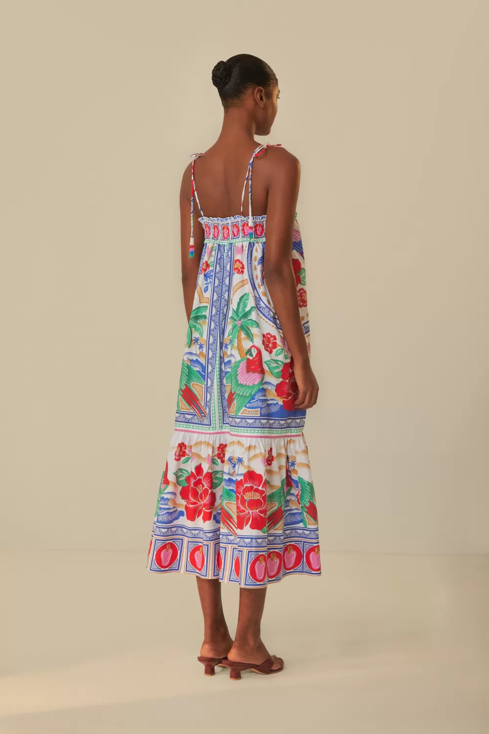 Robe longue de plage à fleurs blanc cassé^FARM Rio  Discount