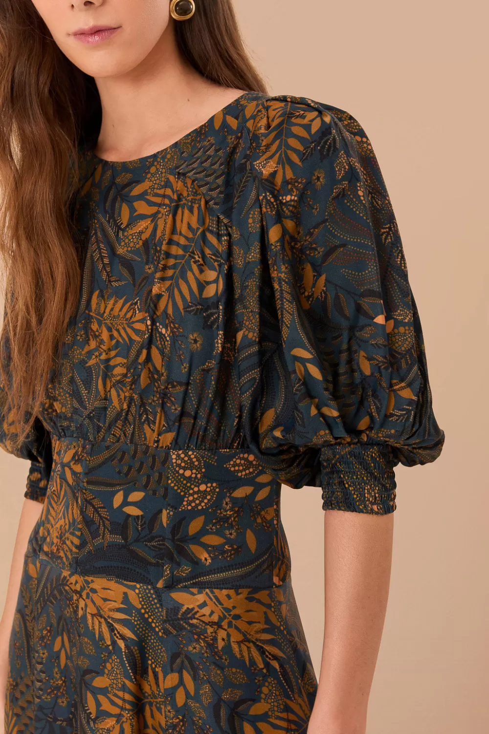 Robe longue en viscose LENZING™ ECOVERO™ à pois bleu sarcelle^FARM Rio  Shop