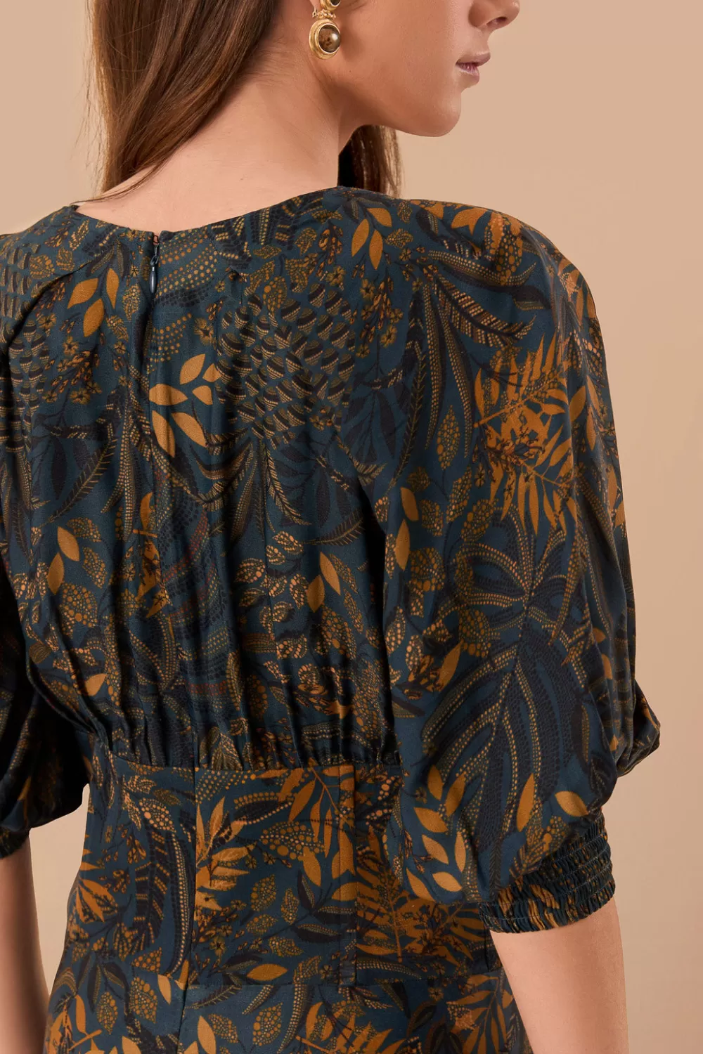 Robe longue en viscose LENZING™ ECOVERO™ à pois bleu sarcelle^FARM Rio  Shop