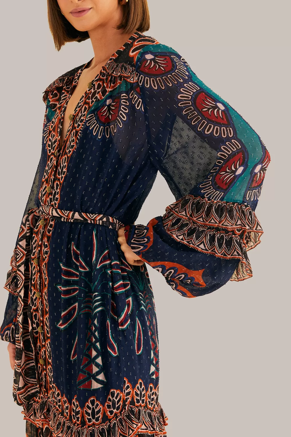 Robe longue fendue en tapisserie Ainika orange^FARM Rio  Cheap