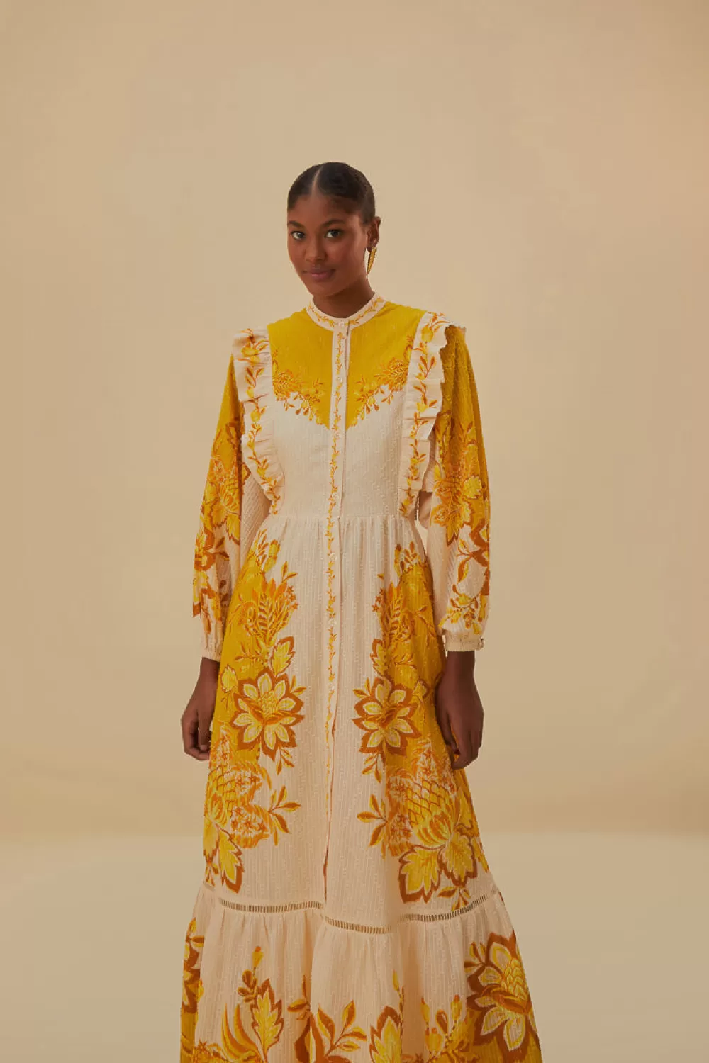 Robe longue fleurie crème Aura^FARM Rio  Online