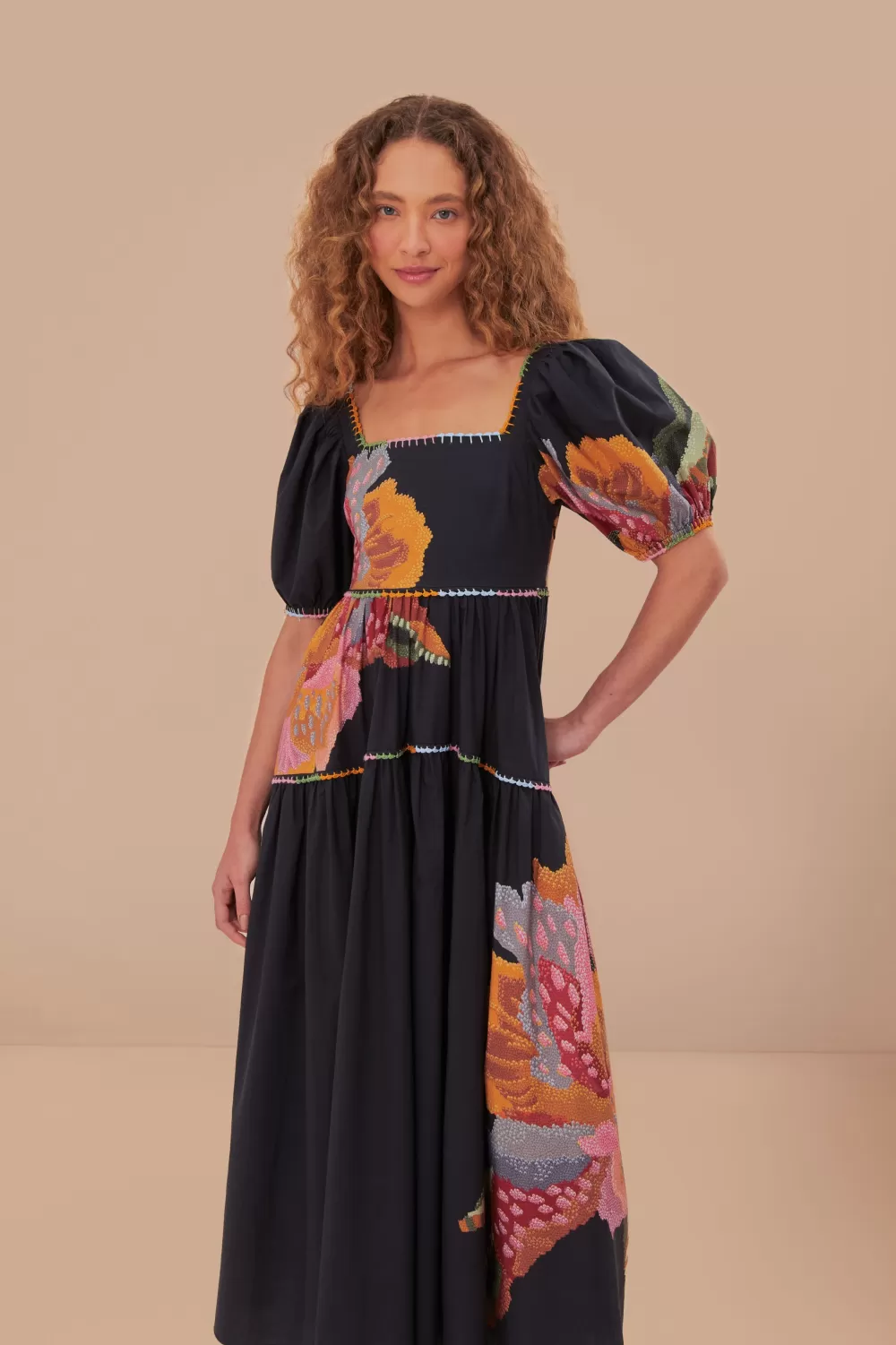 Robe longue fleurie noire Lucy^FARM Rio  Cheap