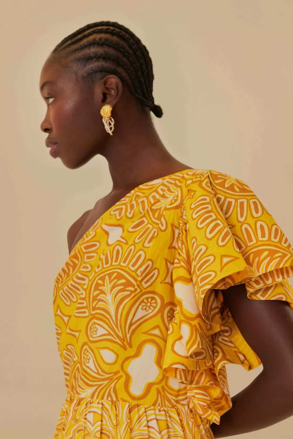 Robe longue jaune à une épaule en tapisserie Ainika^FARM Rio  Cheap