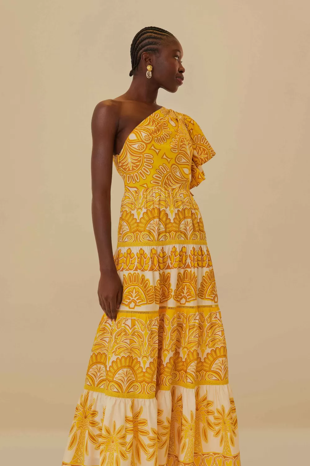 Robe longue jaune à une épaule en tapisserie Ainika^FARM Rio  Cheap