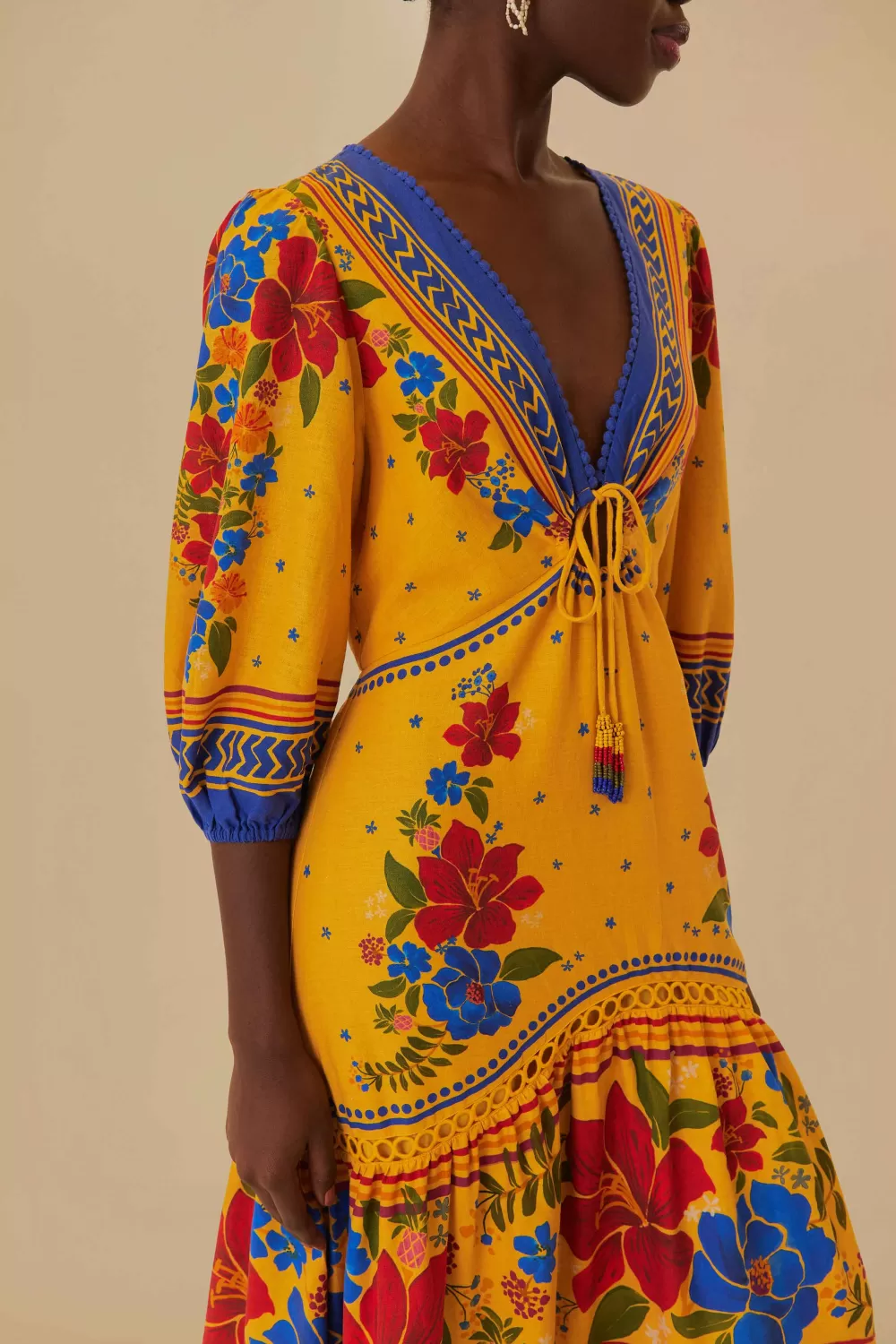 Robe longue jaune Floral Yard Lenzing™ Ecovero™ Euroflax™^FARM Rio  Hot
