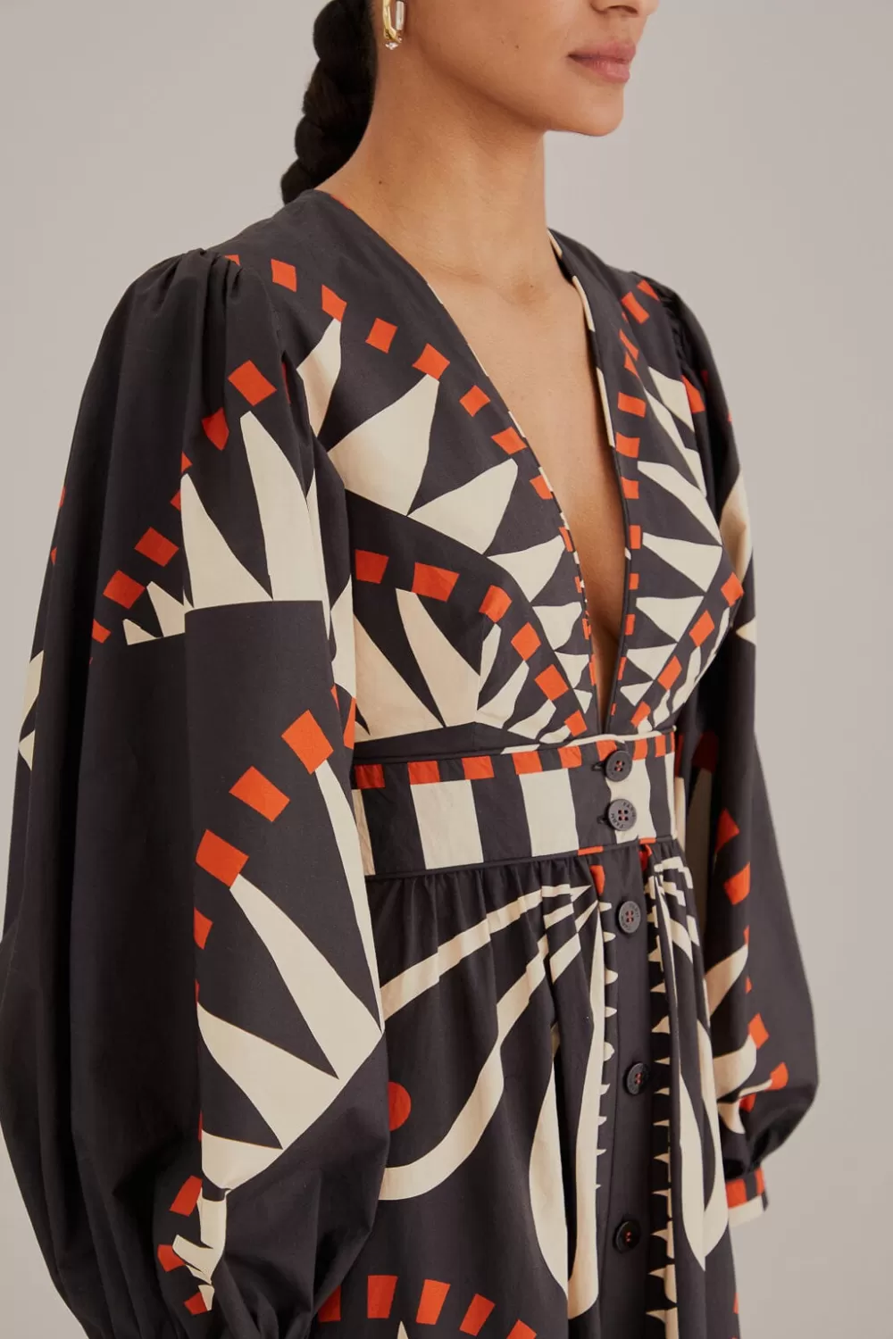 Robe longue noire à manches bouffantes Coconut Grove^FARM Rio  Store