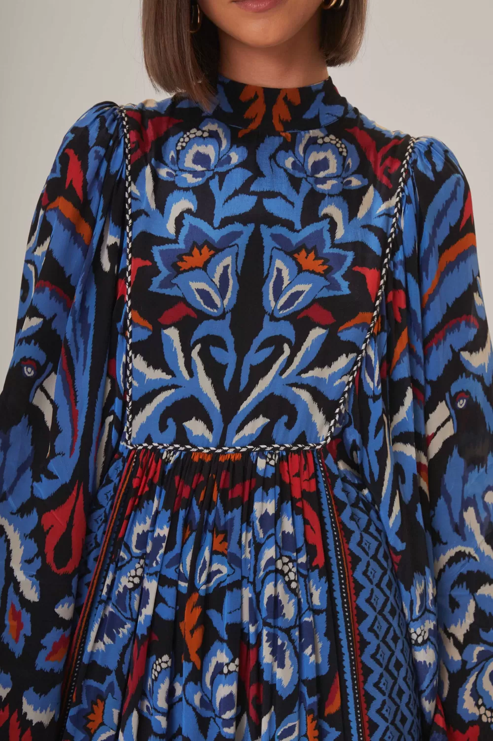 Robe longue noire à manches longues et écharpe Toucans^FARM Rio  Outlet