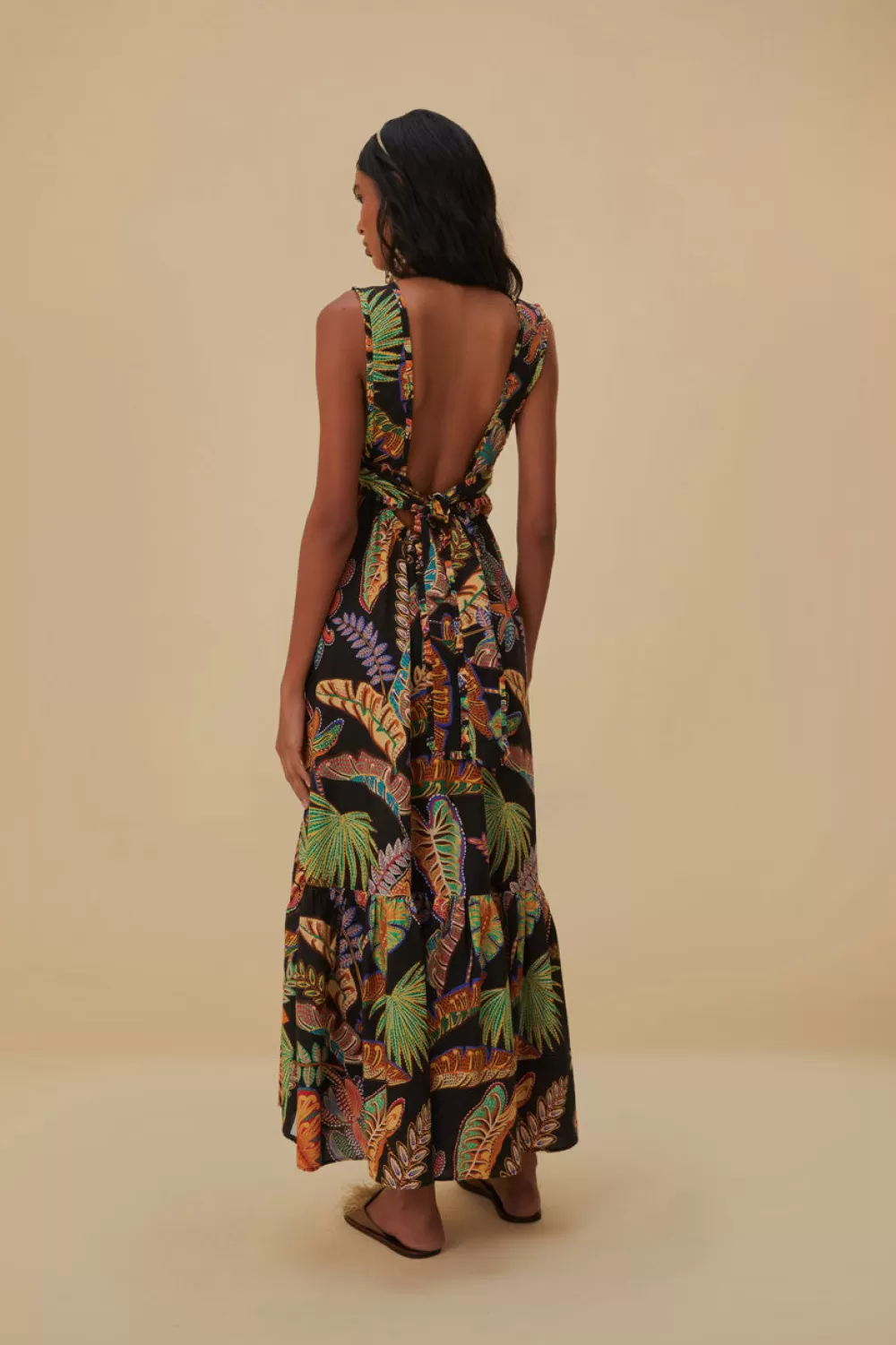 Robe longue noire sans manches Cool Foliage^FARM Rio  Cheap