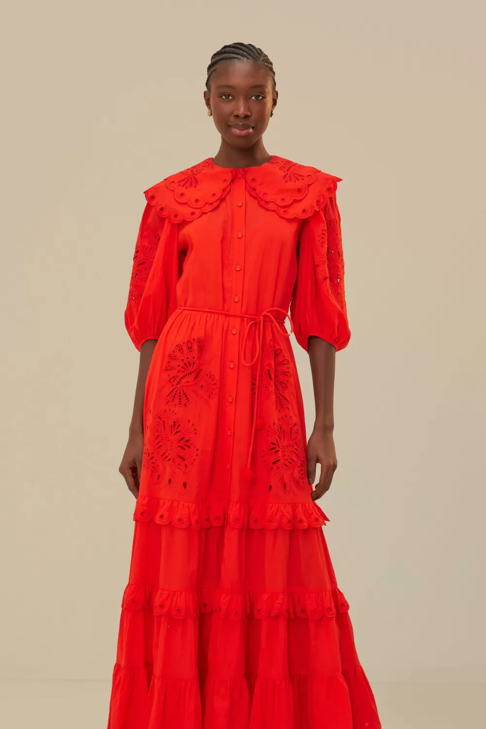 Robe longue Richelieu rouge colibri^FARM Rio  Cheap