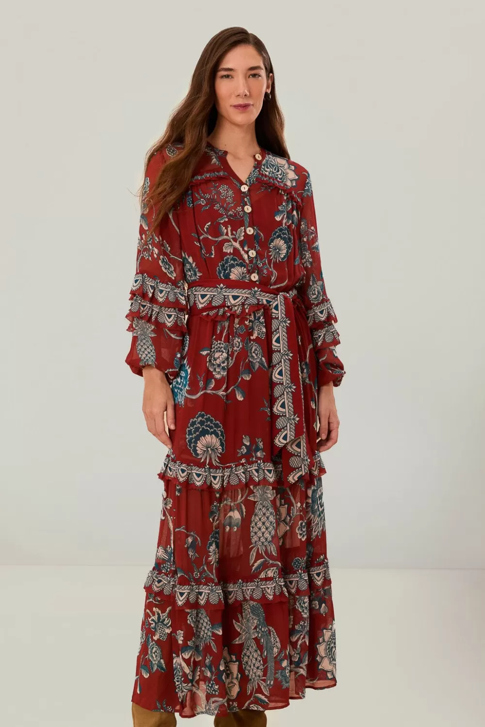 Robe longue rouge Tropical Landing^FARM Rio  Clearance