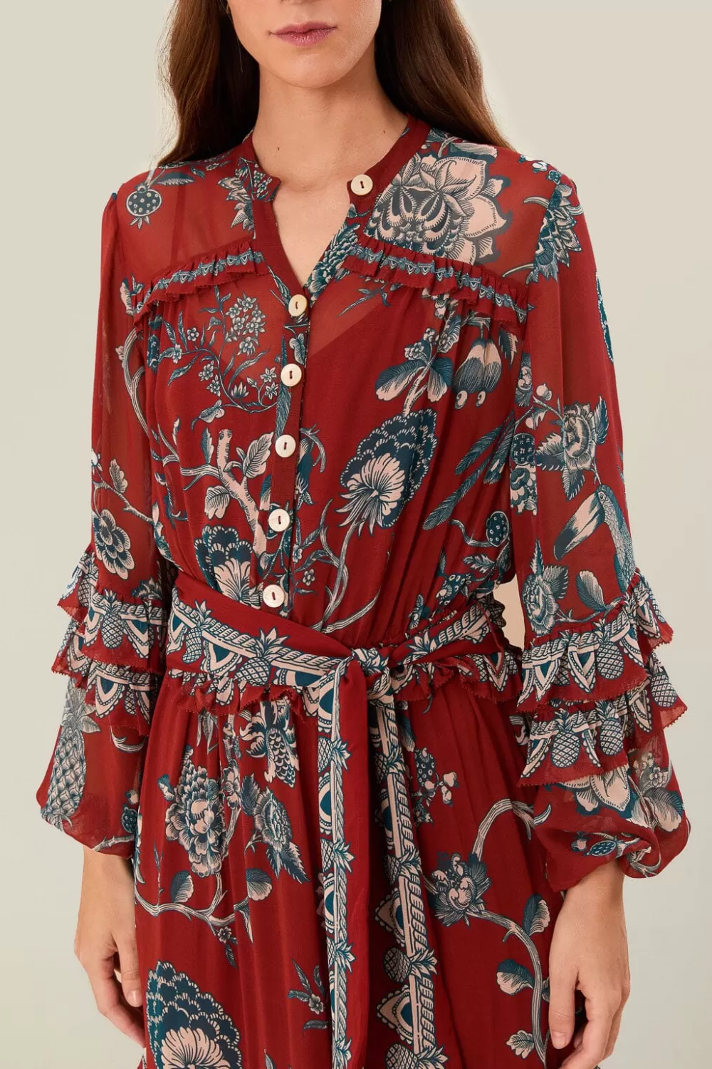 Robe longue rouge Tropical Landing^FARM Rio  Clearance