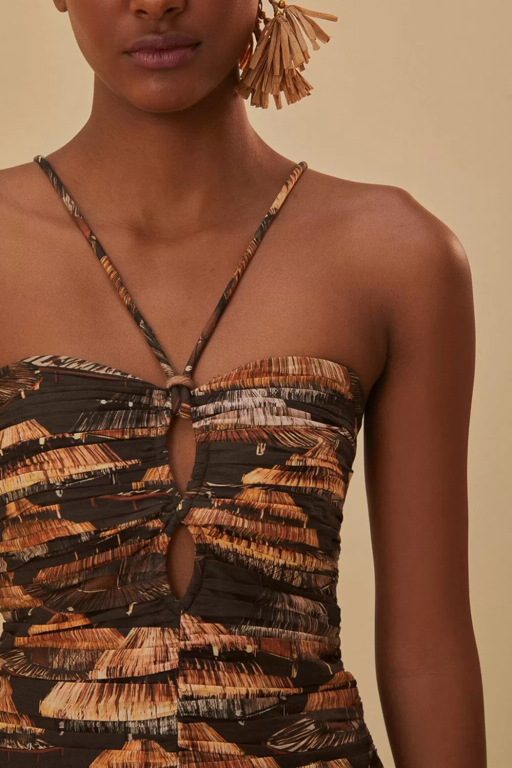 Robe longue Shuhu marron sans manches^FARM Rio  Cheap