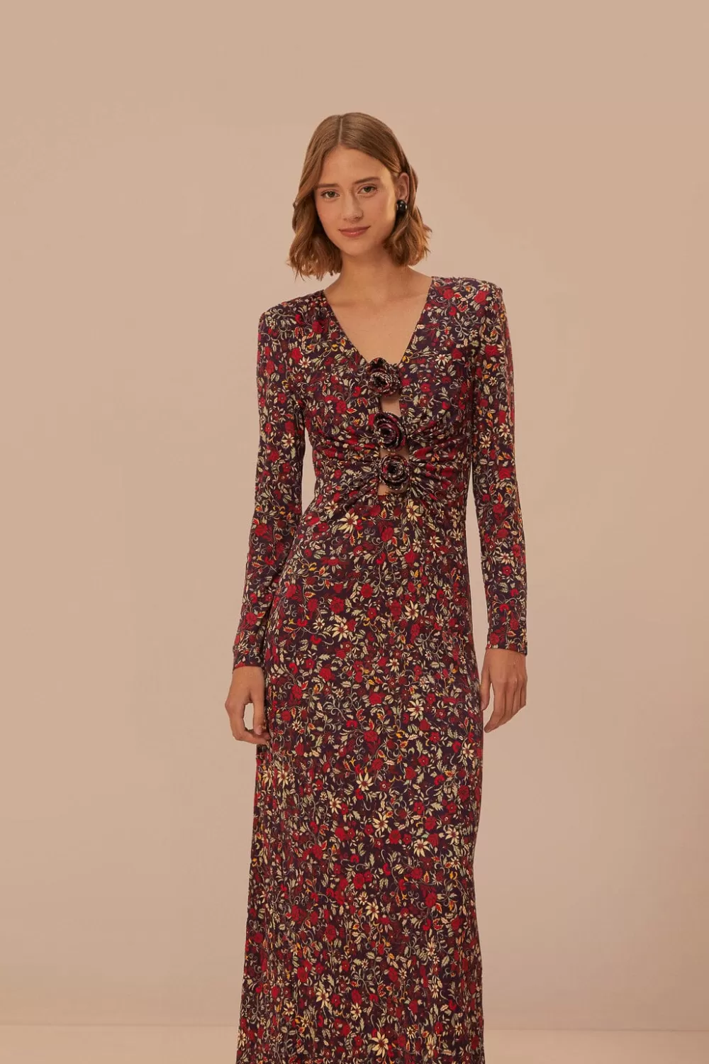 Robe longue violette à nœuds et fleurs du jardin Chelsea^FARM Rio  Clearance