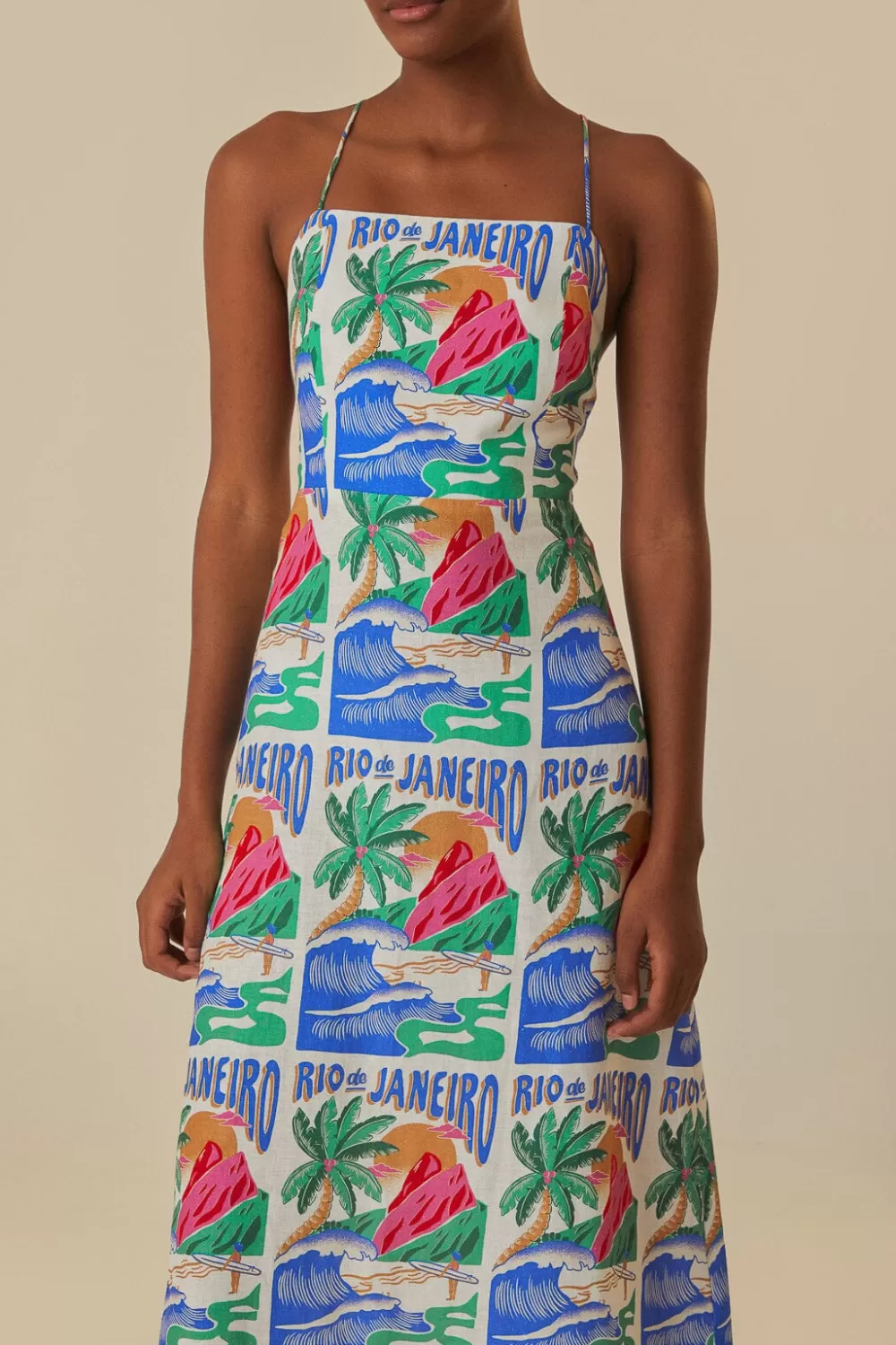Robe midi à affiches Carioca blanc cassé^FARM Rio  Best Sale
