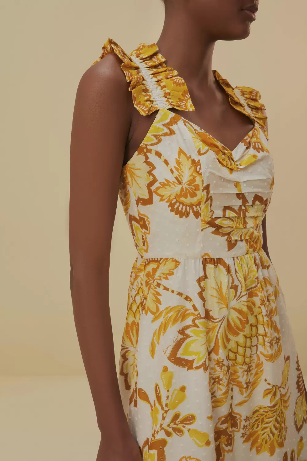 Robe midi à fleurs Aura blanc cassé^FARM Rio  Sale