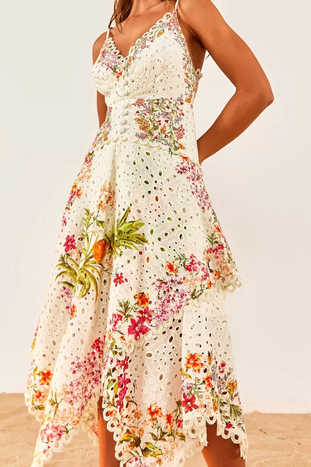 Robe midi à foulards forestiers délicats | Asymétrique^FARM Rio  Clearance