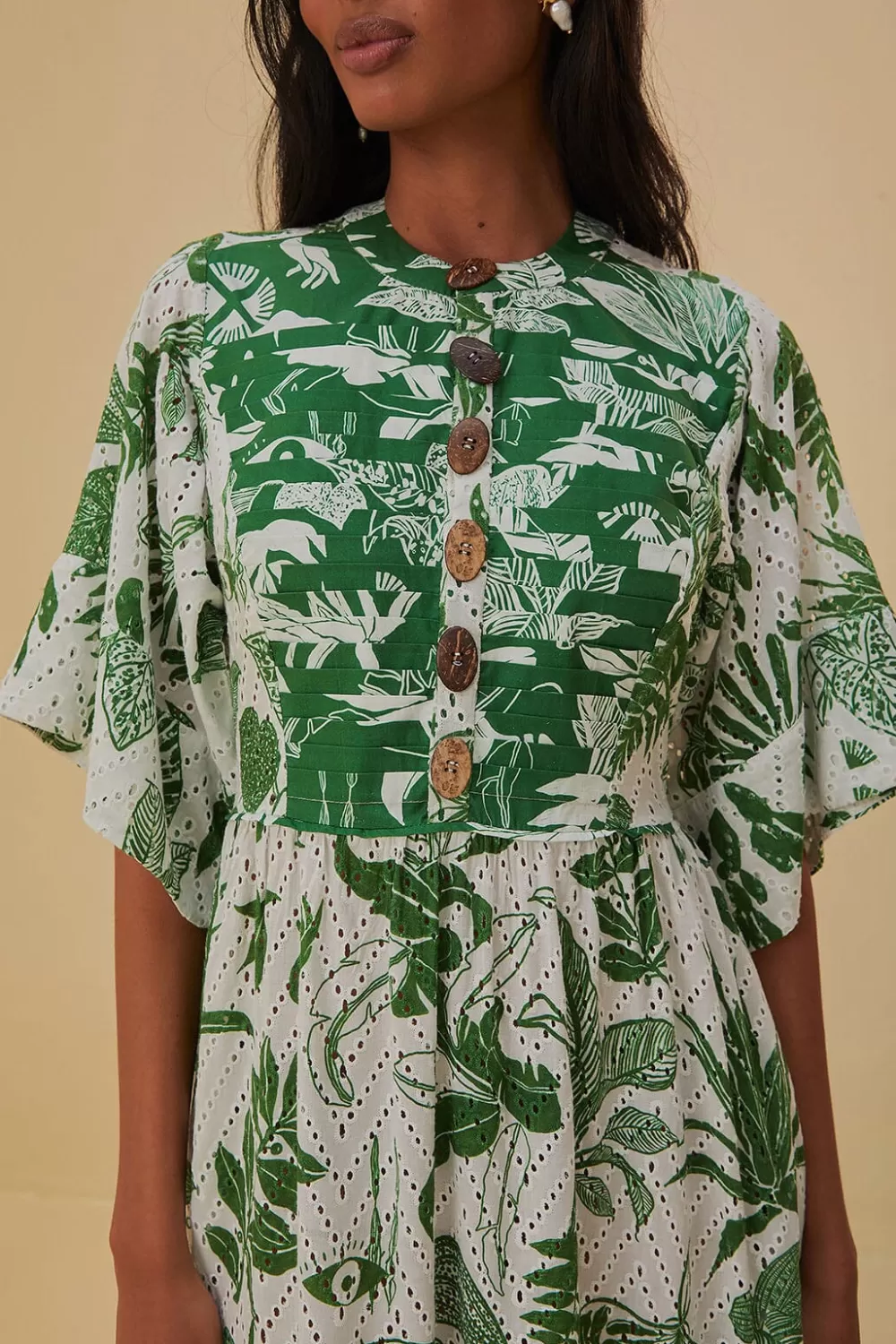 Robe midi à manches courtes Forest Soul^FARM Rio  Best