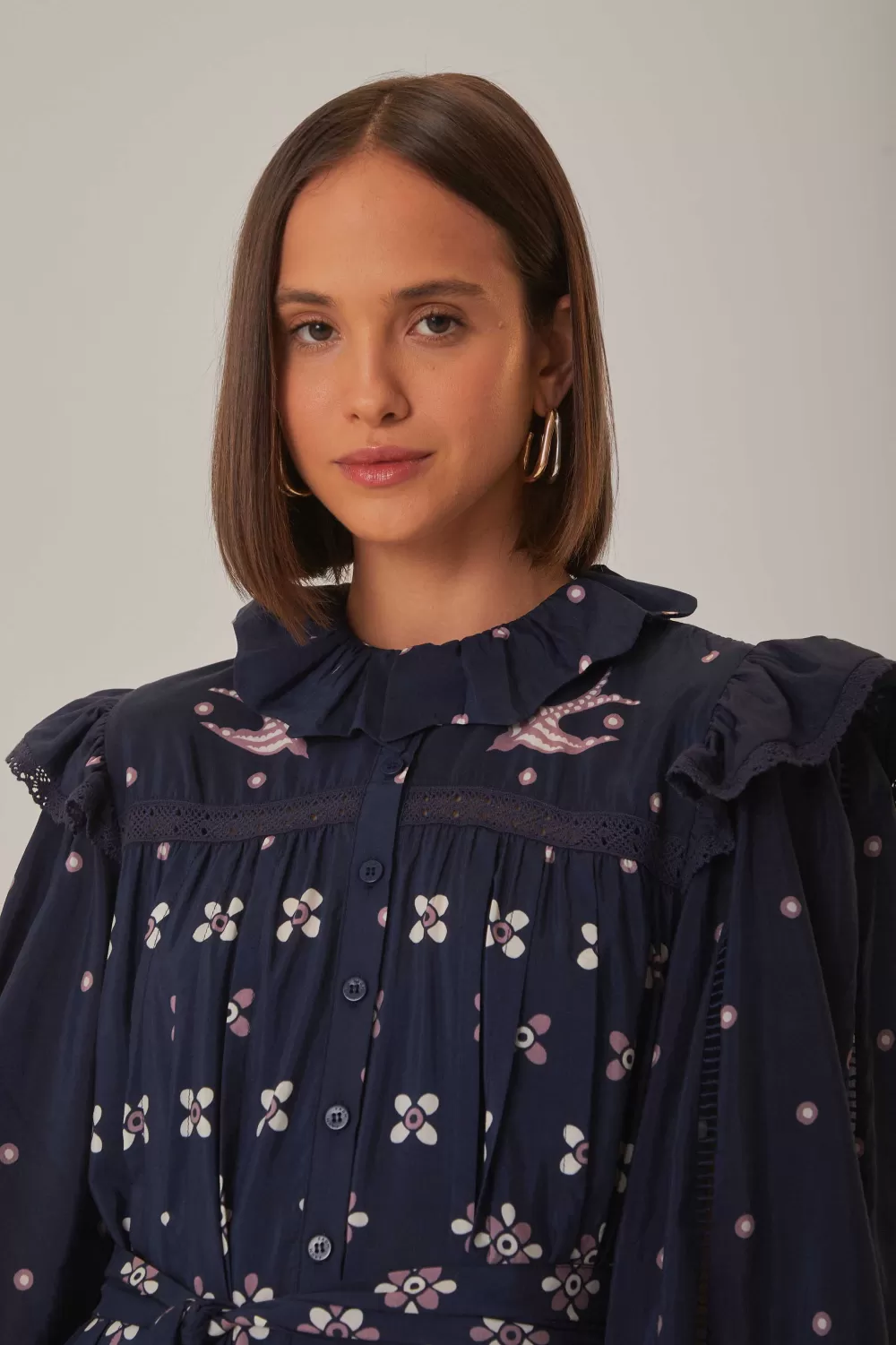 Robe midi à manches longues Ainika Martina bleu foncé^FARM Rio  Cheap