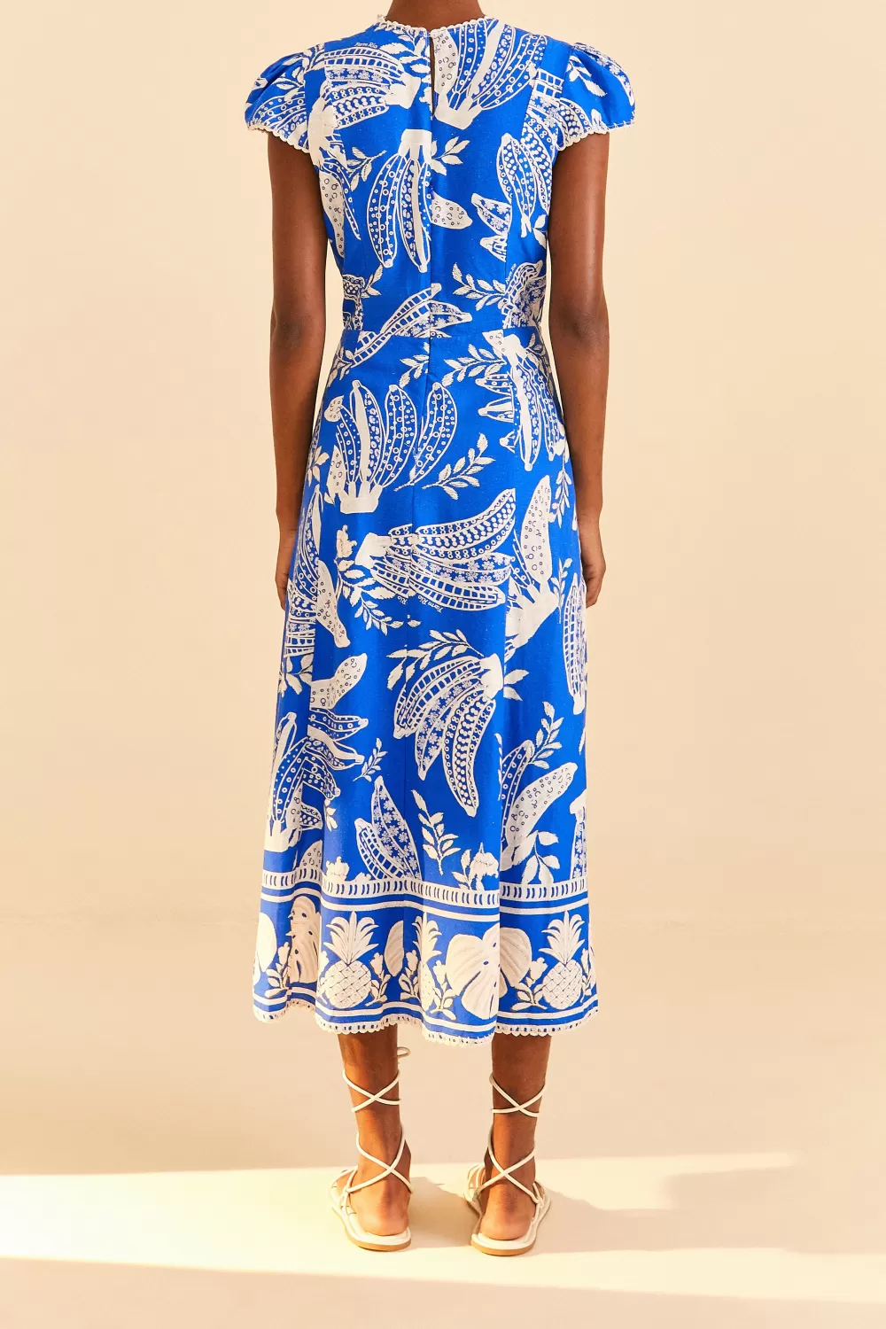 Robe midi banane en dentelle bleue^FARM Rio  Cheap