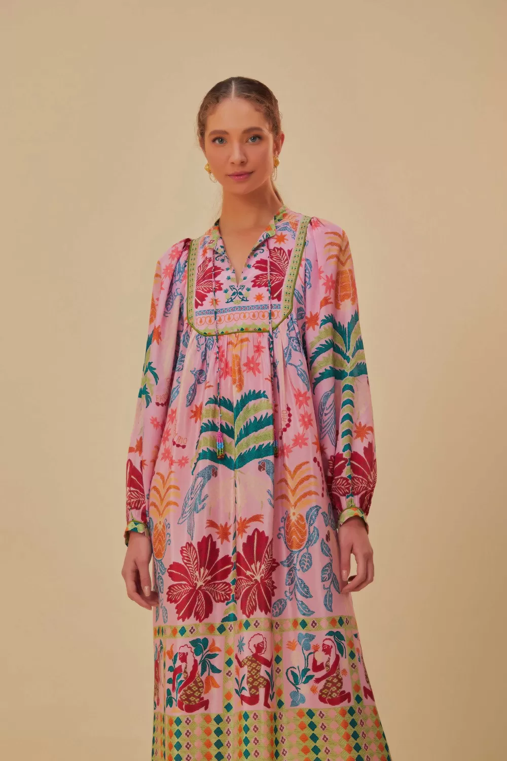 Robe midi écharpe Pink Fruits Queen^FARM Rio  Cheap