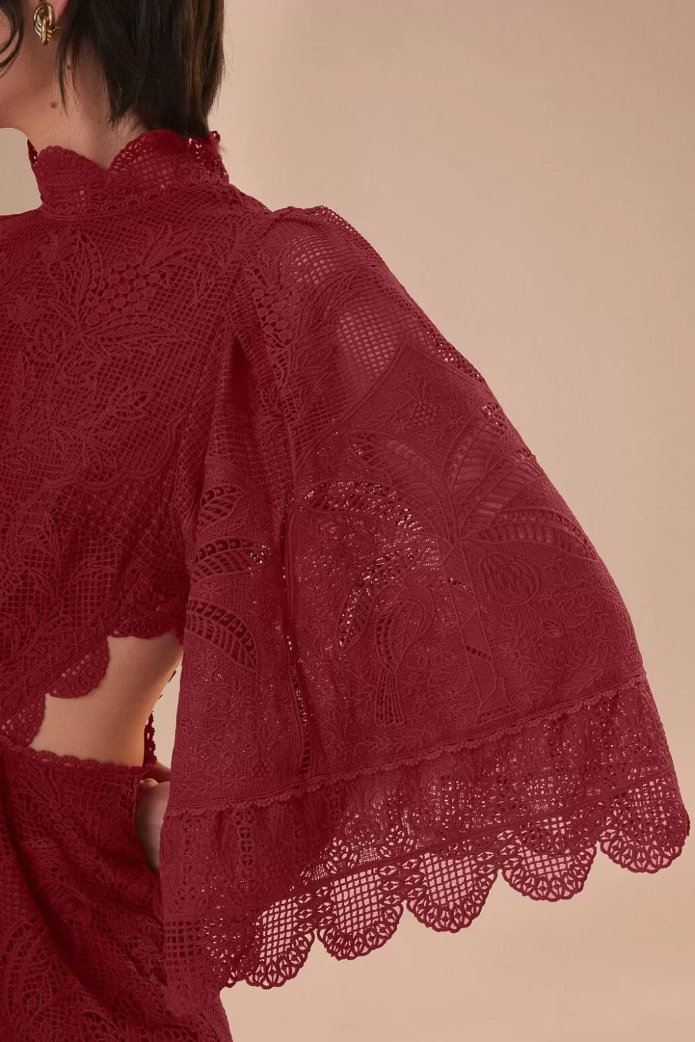 Robe Midi Découpée Guipire Magenta Foncé^FARM Rio  Discount