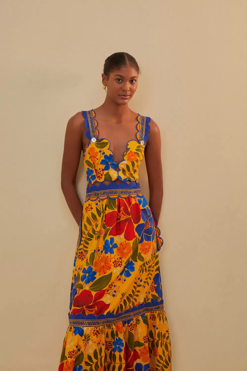 Robe midi jaune Floral Yard Lenzing™ Ecovero™ Euroflax™^FARM Rio  Best Sale