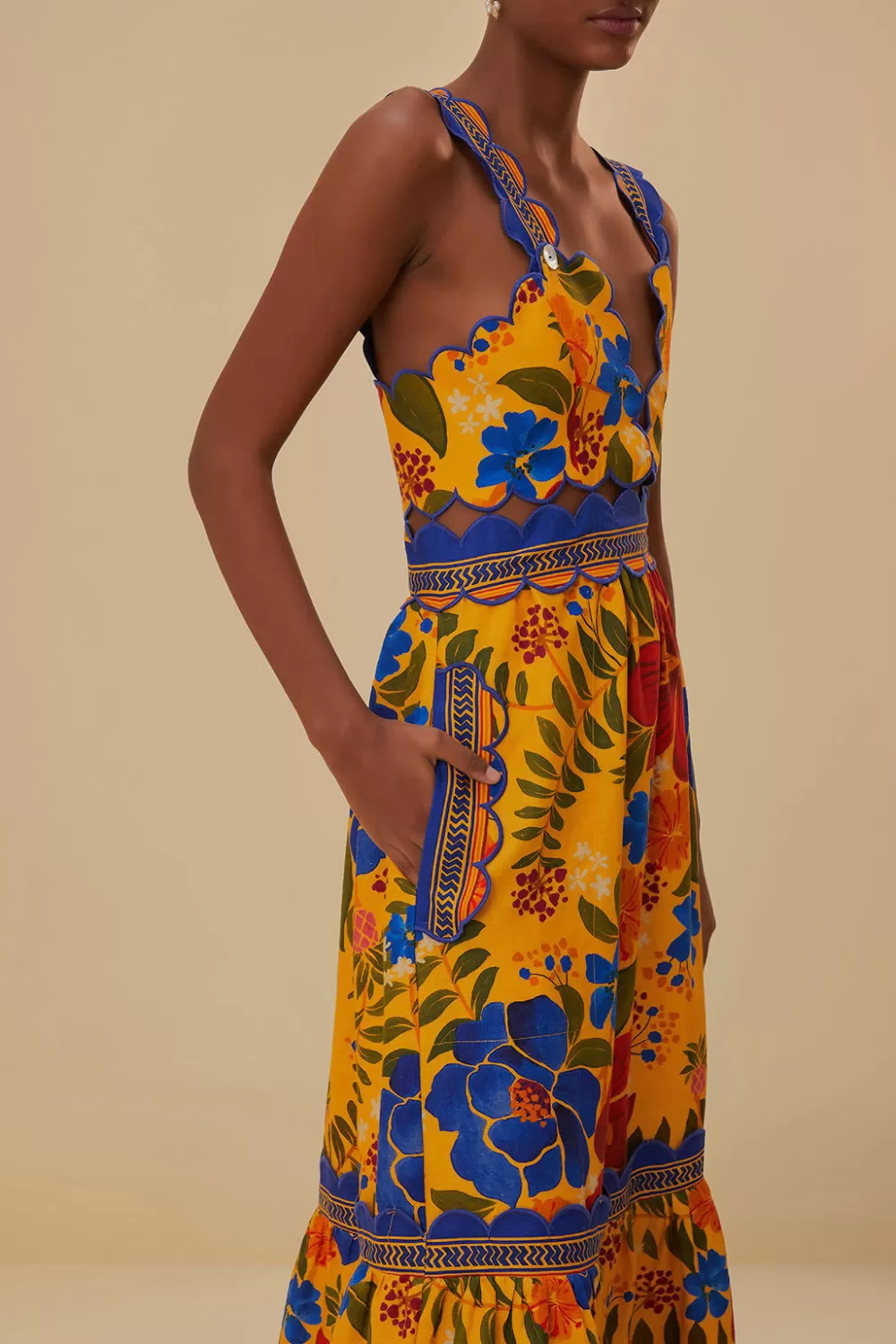 Robe midi jaune Floral Yard Lenzing™ Ecovero™ Euroflax™^FARM Rio  Best Sale