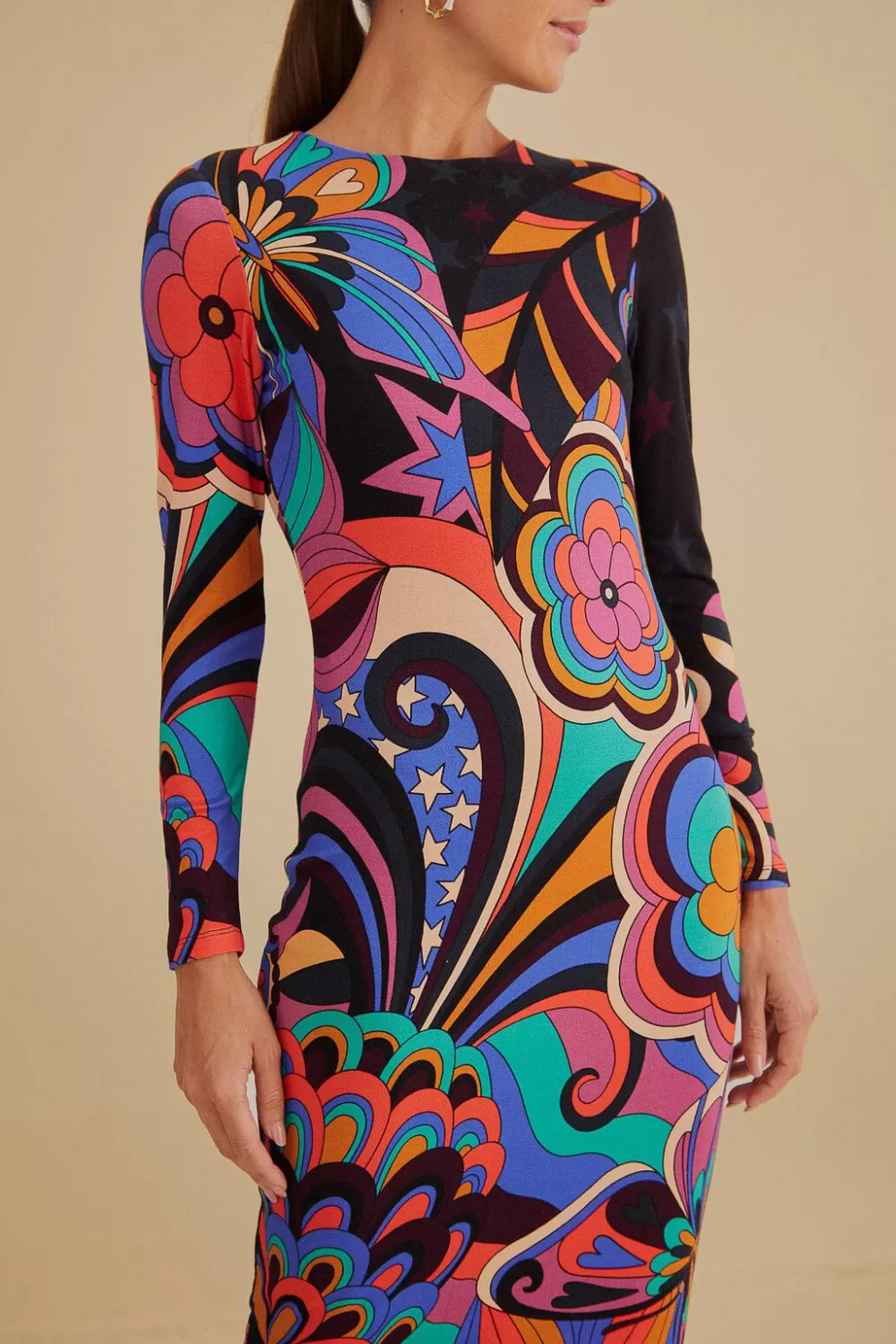 Robe midi noire en viscose Vibe Lenzing™ Ecovero™ années 70^FARM Rio  Cheap