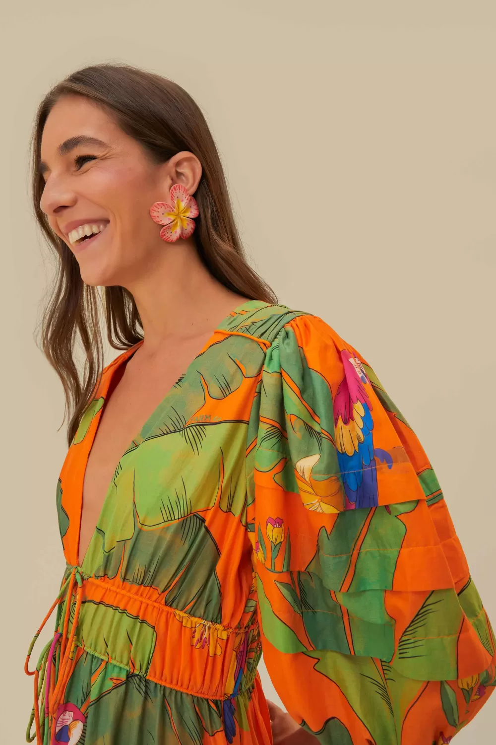 Robe midi orange Fresh Macaws^FARM Rio  Cheap