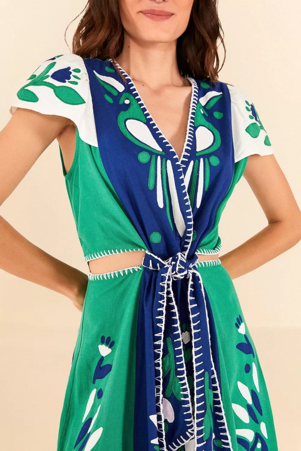Robe midi patchwork jardin doux^FARM Rio  Outlet