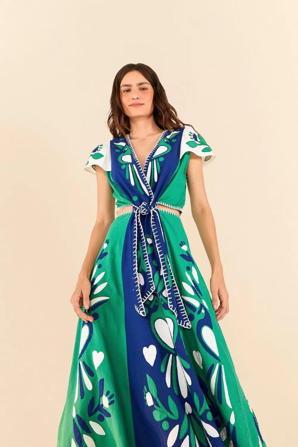 Robe midi patchwork jardin doux^FARM Rio  Outlet