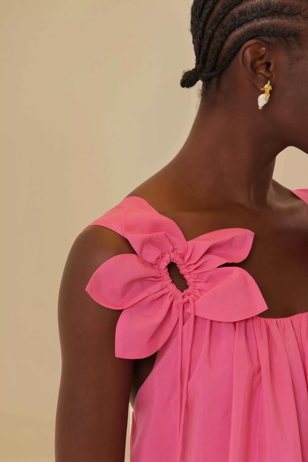 Robe midi rose sans manches à détails floraux^FARM Rio  Sale