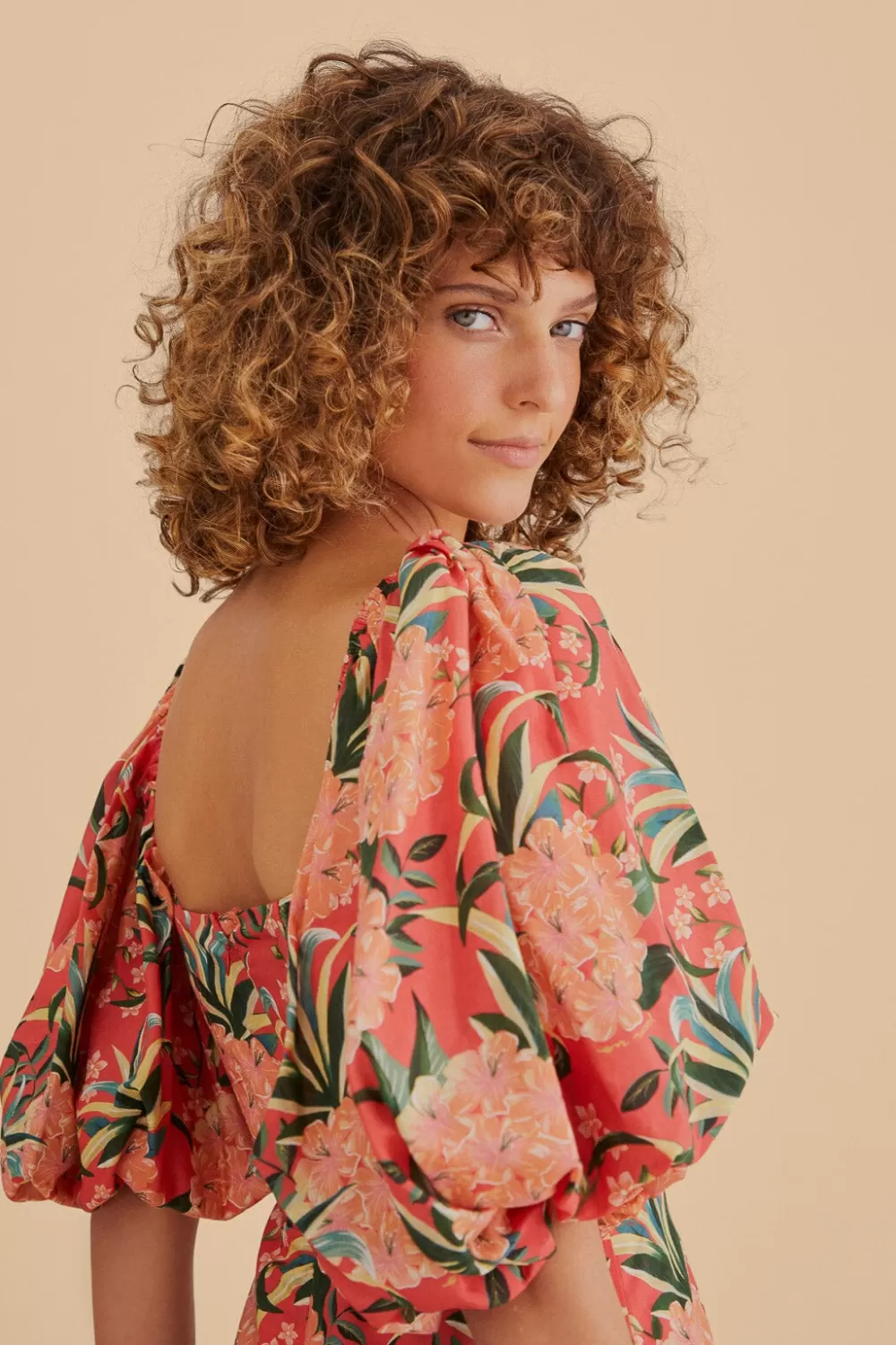 Robe midi rouge à découpes Pineapple Bloom^FARM Rio  Store