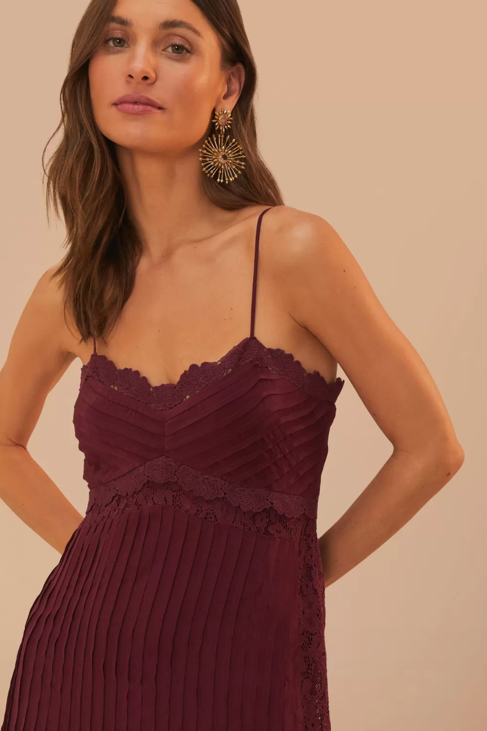 Robe mi-longue sans manches en dentelle violette^FARM Rio  Fashion