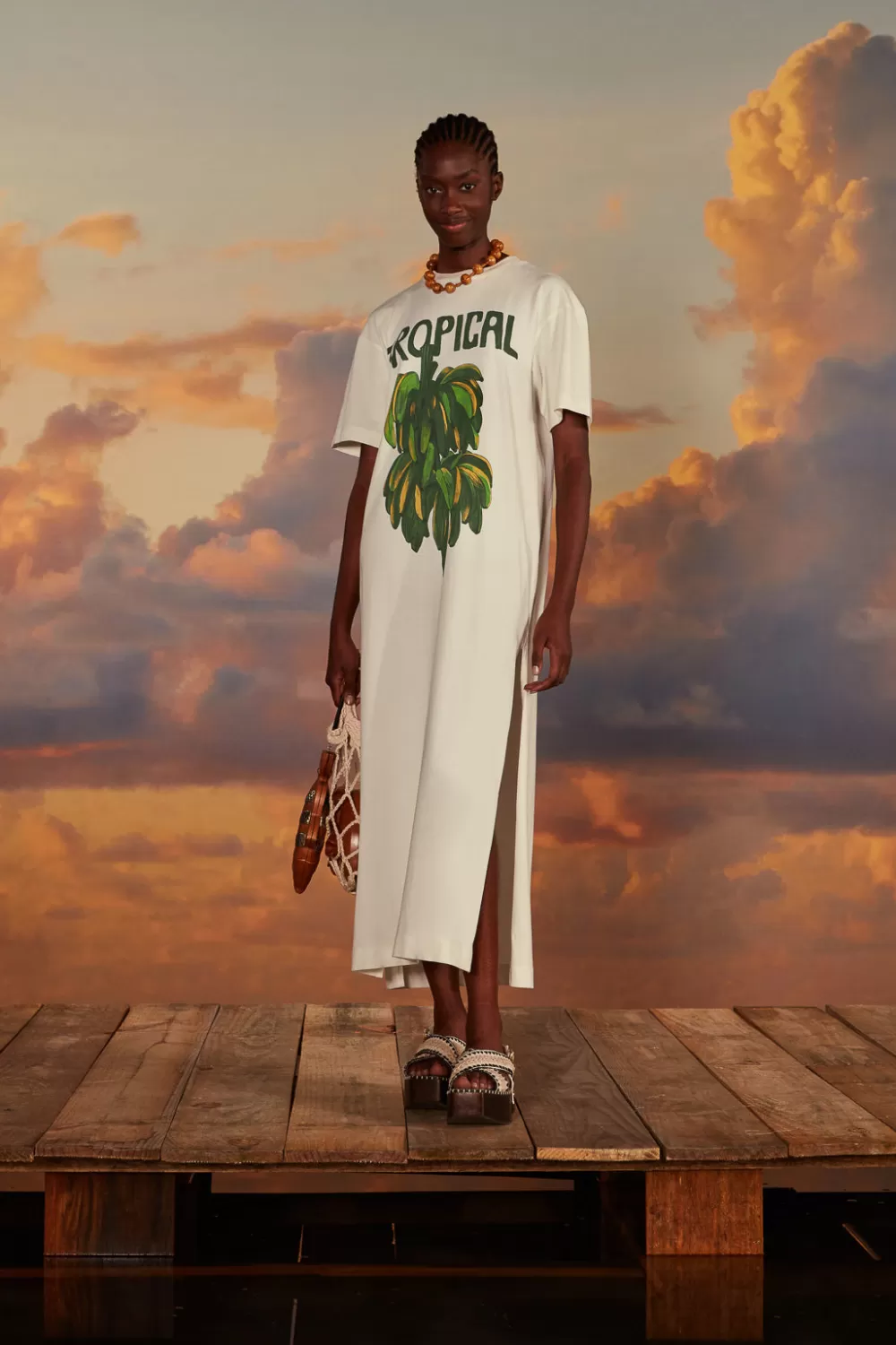 Robe t-shirt blanc cassé en coton biologique tropical^FARM Rio  Best Sale